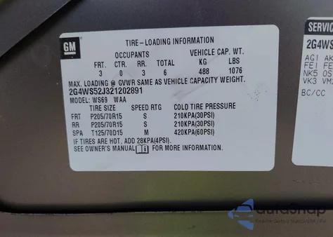 2002 Buick Century Custom from USA, damaged, VIN 2G4WS52J321202891